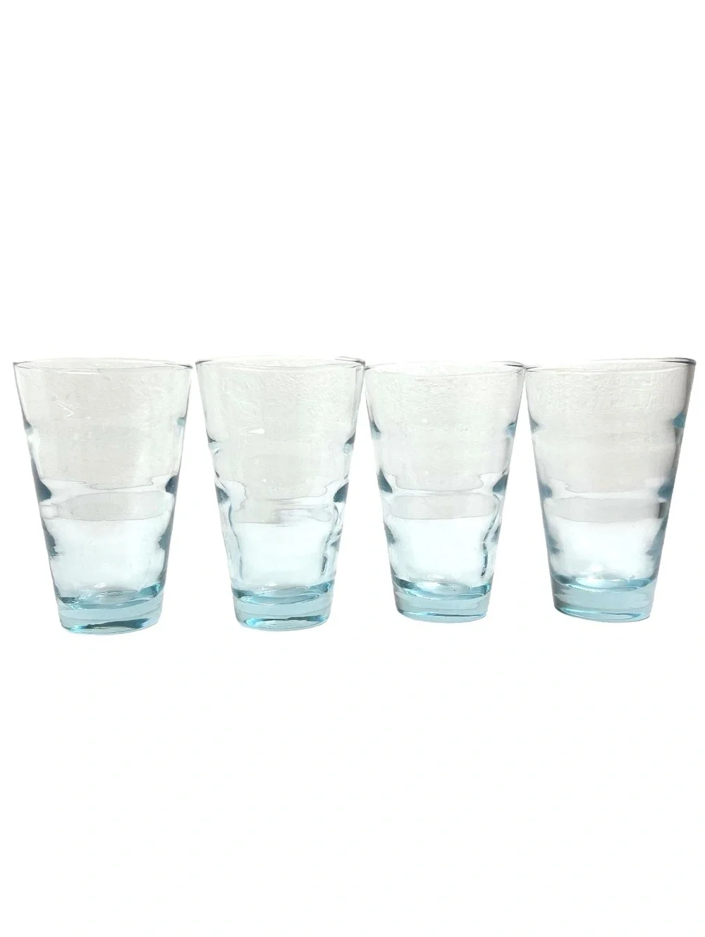 Set of 4 vintage Libbey Ripple Aqua Saturn Optic glasses